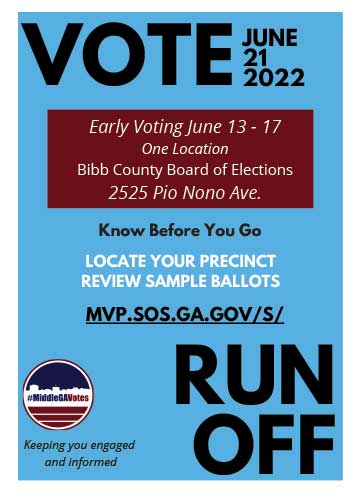 #MIddleGAVotes flyer for runoff early voting.